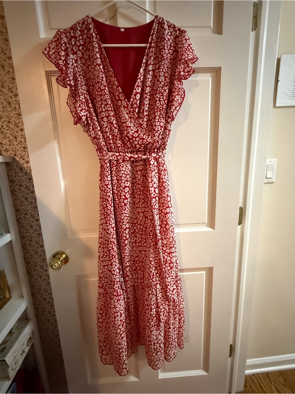 Red Floral / Animal Print Wrap Dress